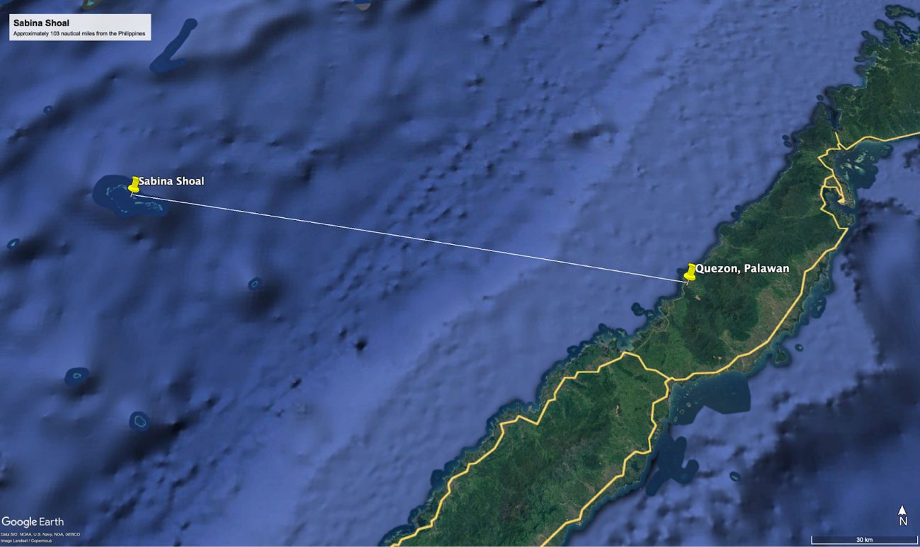 Location of Sabina Shoal
